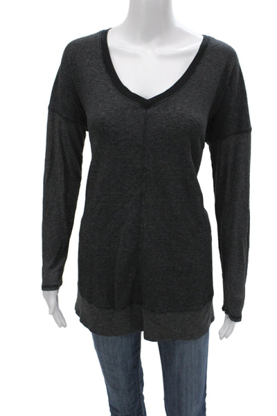 Splendid Womens Tunic V-Neck Long Sleeve Gray 50% Polyester Size L