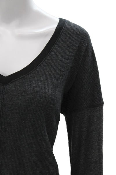 Splendid Womens Tunic V-Neck Long Sleeve Gray 50% Polyester Size L
