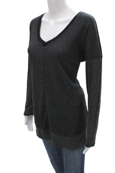 Splendid Womens Tunic V-Neck Long Sleeve Gray 50% Polyester Size L