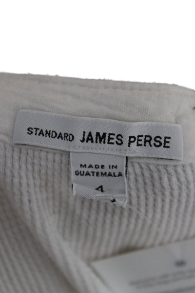 Standard James Perse Women Basic White Henley Long Sleeve T-Shirt Cotton Size 4