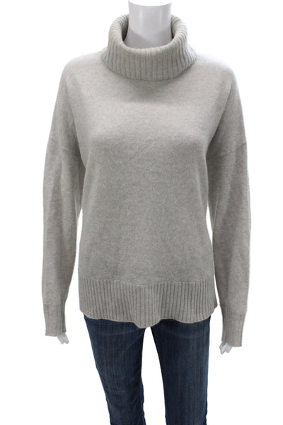 Saks Fifth Avenue Women Pullover Gray 100%Cashmere Turtleneck Long Sleeve Size L