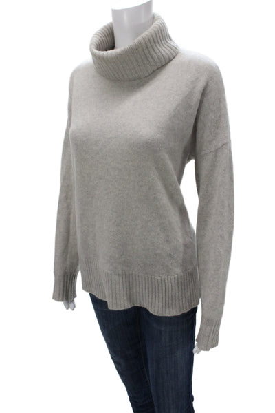 Saks Fifth Avenue Women Pullover Gray 100%Cashmere Turtleneck Long Sleeve Size L