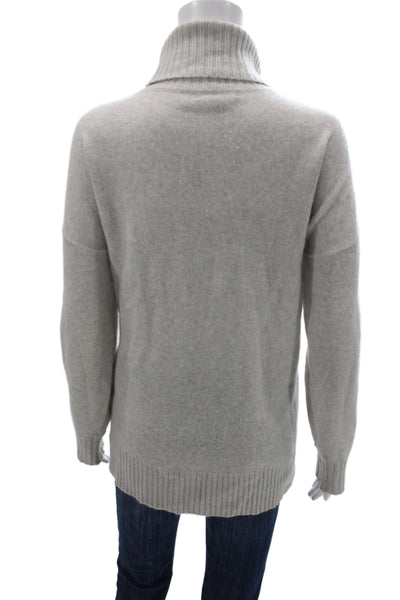 Saks Fifth Avenue Women Pullover Gray 100%Cashmere Turtleneck Long Sleeve Size L