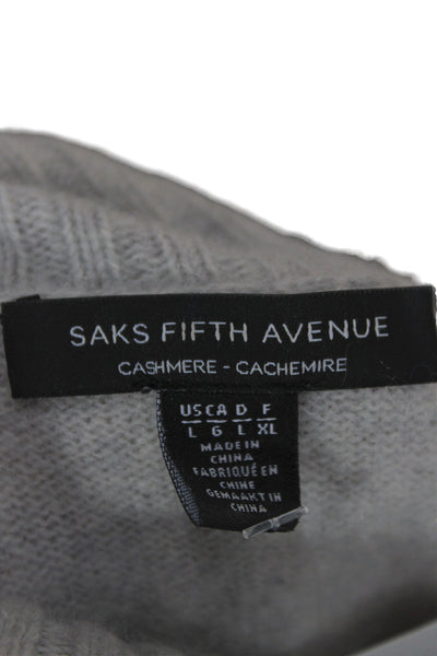 Saks Fifth Avenue Women Pullover Gray 100%Cashmere Turtleneck Long Sleeve Size L