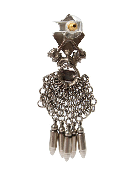 Dannijo Womens Silver Tone Rhinestone Chainmail Dangle Earrings