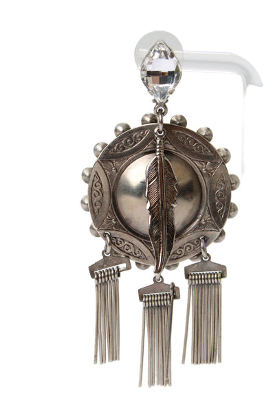 Dannijo Womens Silver Tone Crystal Shelton II Fringe Dangle Earrings