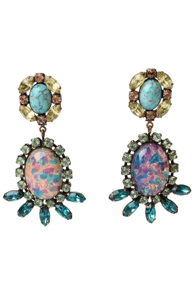 Dannijo Womens Brass Multicolor Crystal Dangle Earrings