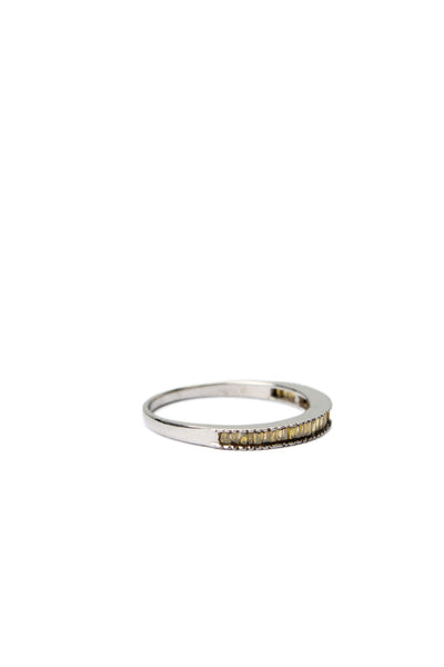 TGGC Womens 925 Silver Yellow Diamond Baguette Half Eternity Ring Sz 7 1.2g