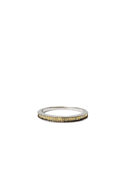 TGGC Womens 925 Silver Yellow Diamond Baguette Half Eternity Ring Sz 7 1.2g
