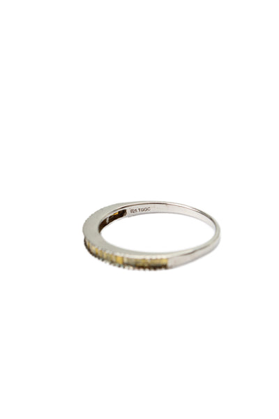 TGGC Womens 925 Silver Yellow Diamond Baguette Half Eternity Ring Sz 7 1.2g