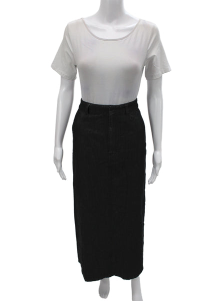 Zara Women Straight Pencil Black Cotton Skirt Button Size S