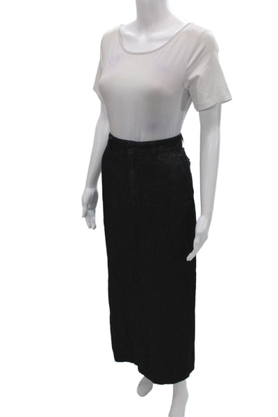 Zara Women Straight Pencil Black Cotton Skirt Button Size S