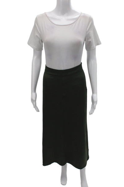 Zara Women Green Straight Pencil Skirt Long Solid Zip Minimalist Size S