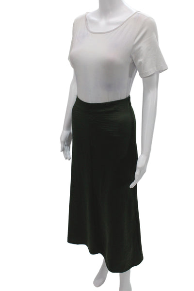 Zara Women Green Straight Pencil Skirt Long Solid Zip Minimalist Size S