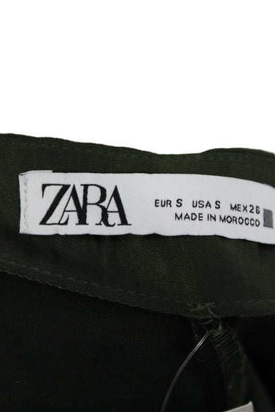 Zara Women Green Straight Pencil Skirt Long Solid Zip Minimalist Size S