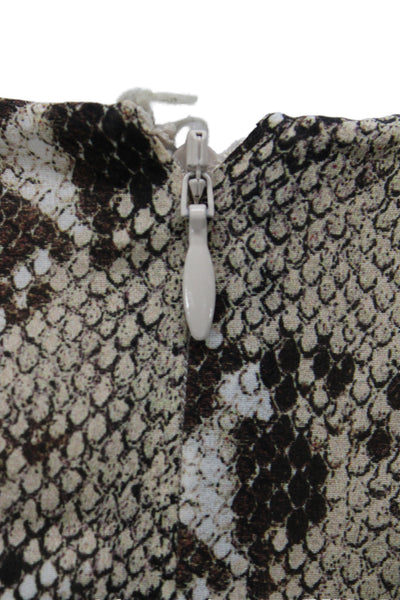 Ronny Kobo Womens Bodycon Dress Beige Silk Long Sleeve Animal Print Size M