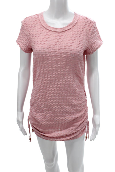 FP Beach Womens Tunic Pink Short Sleeve Round Neck Solid Cotton Size XS
