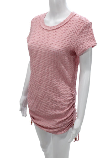 FP Beach Womens Tunic Pink Short Sleeve Round Neck Solid Cotton Size XS