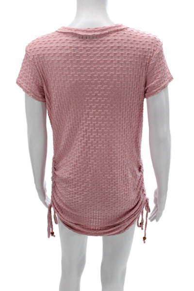 FP Beach Womens Tunic Pink Short Sleeve Round Neck Solid Cotton Size XS