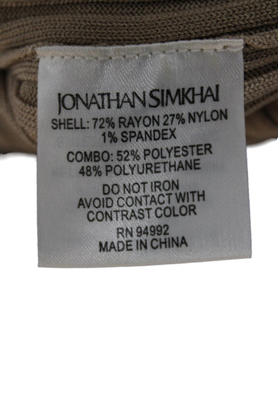 Jonathan Simkhai Womens Beige Sweater Dress Short Sleeve Crew Neck Size S