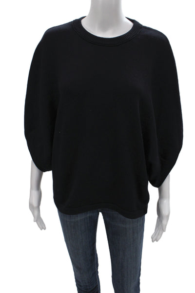 Zara Women Pullover Black Knit Crewneck 3/4 Sleeve Solid Fall Size S