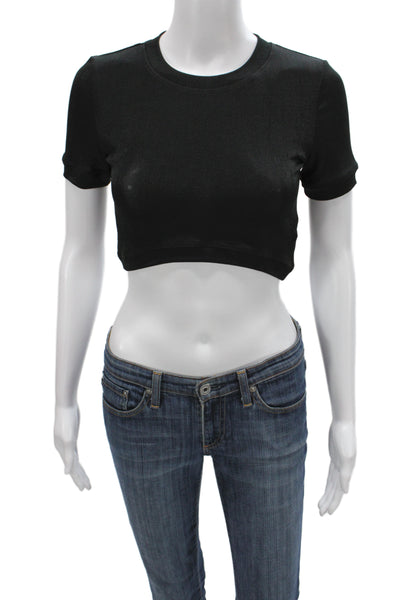 ALIX NYC Women Black Basic T-Shirt Short Sleeve Crew Neck Polyester Size M