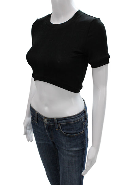 ALIX NYC Women Black Basic T-Shirt Short Sleeve Crew Neck Polyester Size M