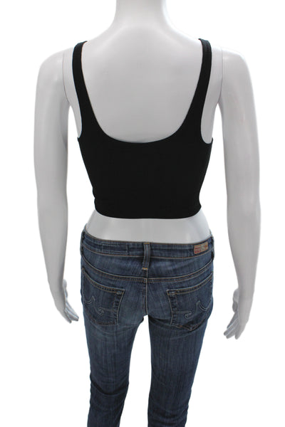 Joah Brown Womens Cropped Black V-Neck Tank Sleeveless Rayon Solid Size XS