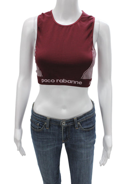 Paco Rabanne Women Cropped Tank Sleeveless Red Polyamide Size M