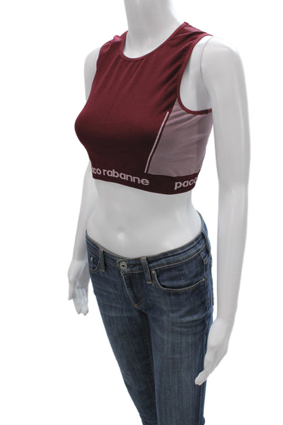 Paco Rabanne Women Cropped Tank Sleeveless Red Polyamide Size M
