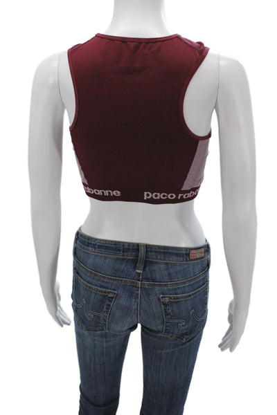 Paco Rabanne Women Cropped Tank Sleeveless Red Polyamide Size M