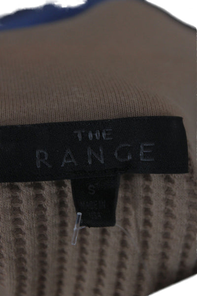 The Range Women Cropped Collared Polo Beige 97% Cotton Long Sleeve Size S