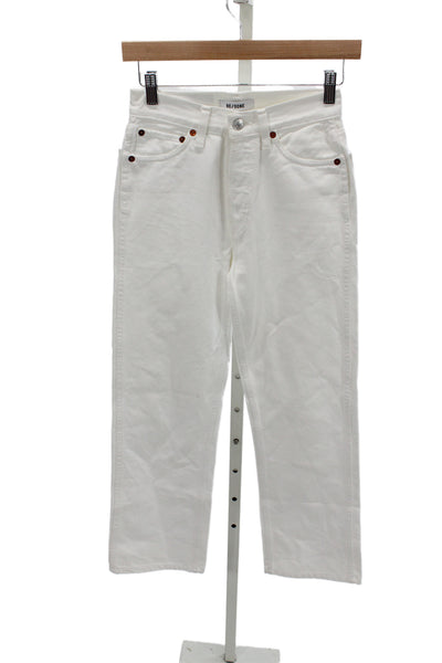 Re/Done Womens Straight Jeans White High Rise Size 23