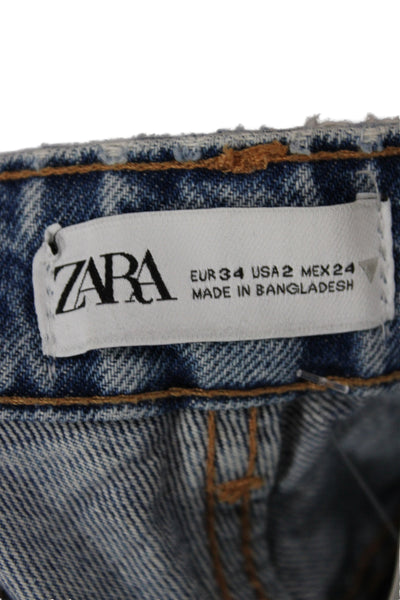 Zara Womens Mom High Rise Blue Jeans Size 2
