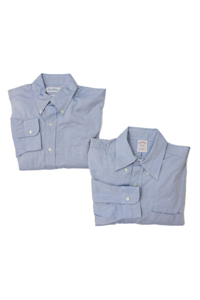 Brooks Brothers Mens Cotton Classic Polo Button Front Shirt Blue Size L