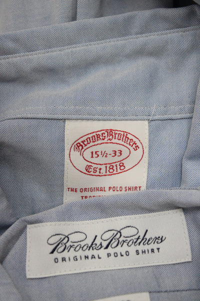 Brooks Brothers Mens Cotton Classic Polo Button Front Shirt Blue Size L
