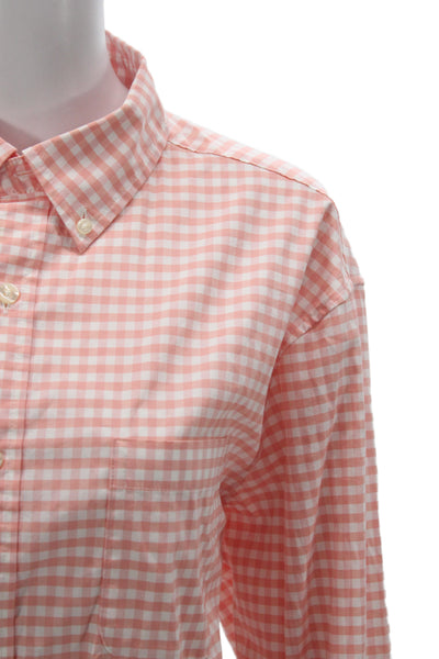 Vineyard Vines Women Basic Pink Check Collared Long Sleeve Button-Up Size L