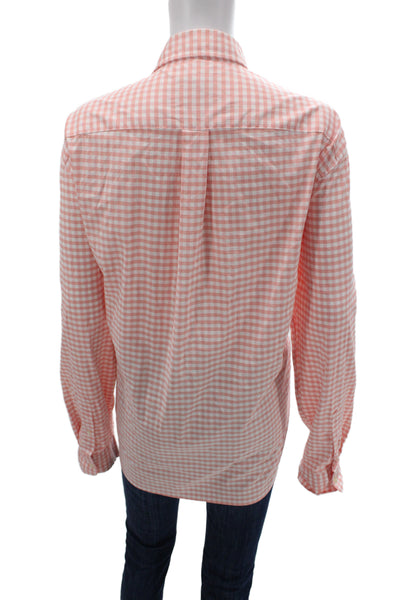 Vineyard Vines Women Basic Pink Check Collared Long Sleeve Button-Up Size L