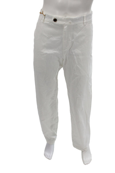 Brooks Brothers Mens White Chino Pants 100% Cotton Button Size L
