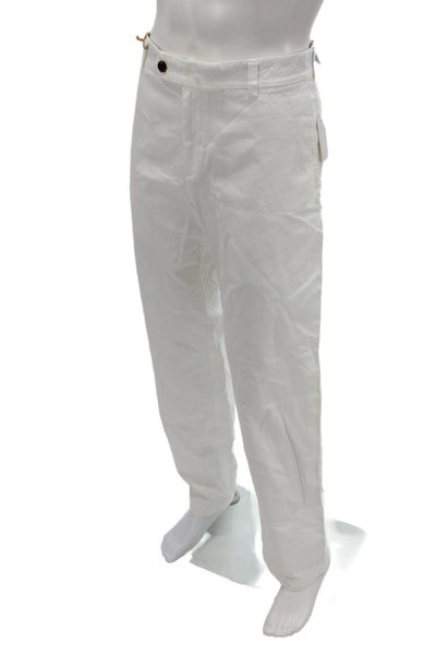 Brooks Brothers Mens White Chino Pants 100% Cotton Button Size L
