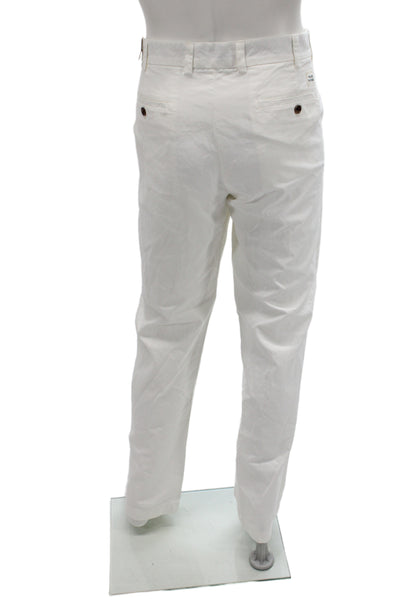 Brooks Brothers Mens White Chino Pants 100% Cotton Button Size L
