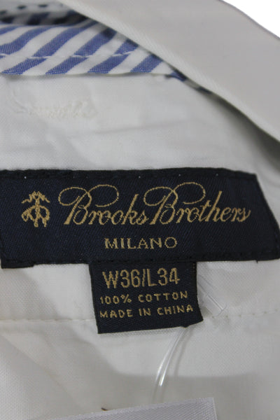 Brooks Brothers Mens White Chino Pants 100% Cotton Button Size L