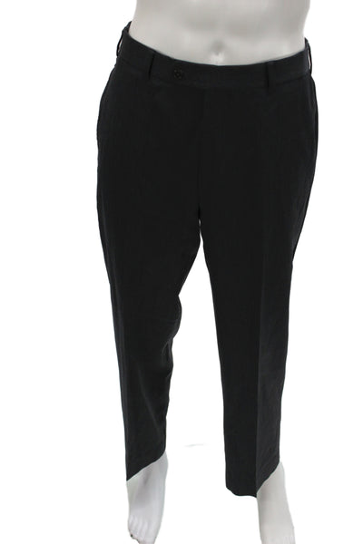 Brooks Brothers Mens Dress Pants Black 100% Wool Classic Size 35