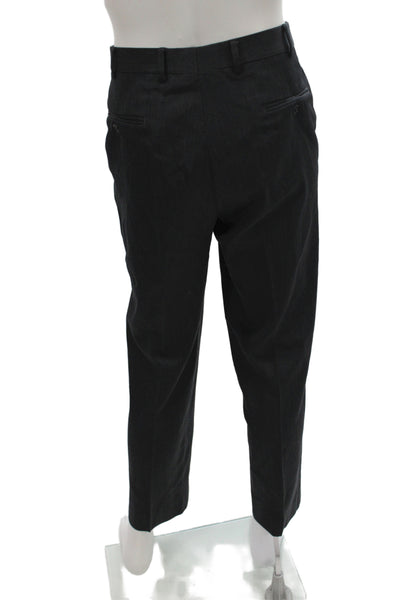 Brooks Brothers Mens Dress Pants Black 100% Wool Classic Size 35