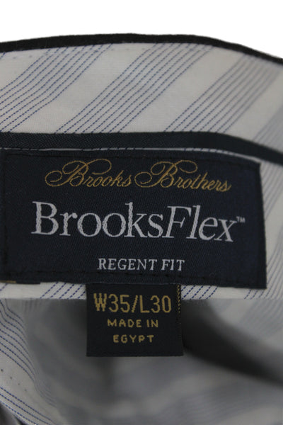 Brooks Brothers Mens Dress Pants Gray Wool Solid Button Fall Size L