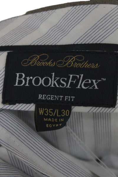 Brooks Brothers Mens Dress Pants Brown 99% Wool Solid Button Classic Size L