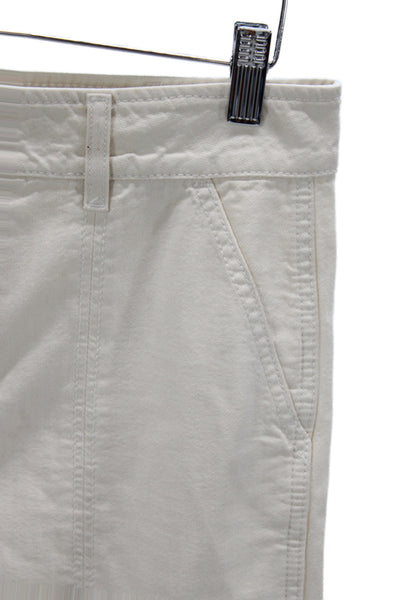 Me + Em Women Ivory Cotton Cargo Pants Button Size 6