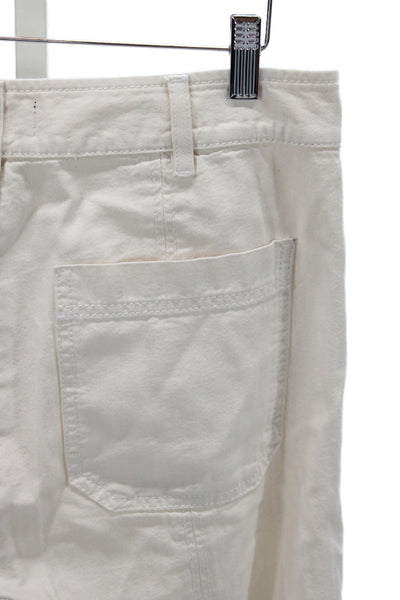 Me + Em Women Ivory Cotton Cargo Pants Button Size 6