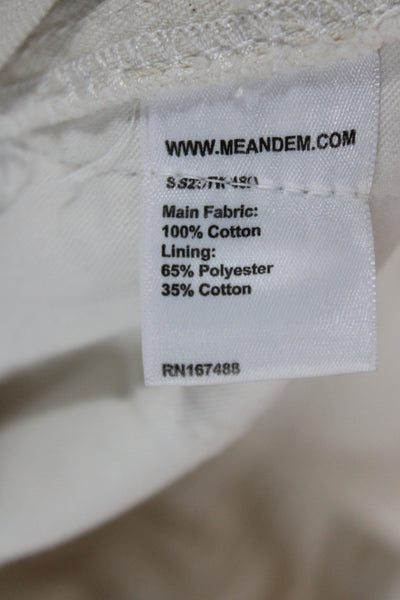 Me + Em Women Ivory Cotton Cargo Pants Button Size 6
