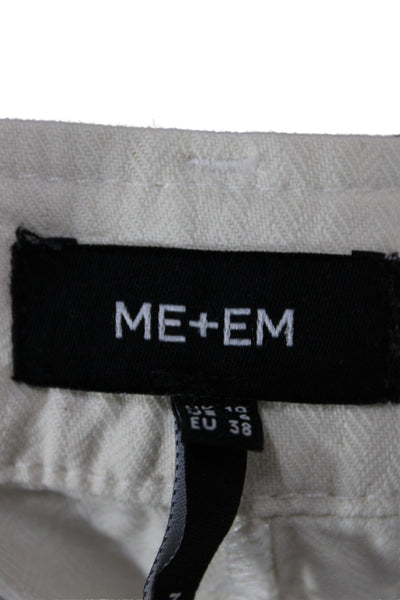 Me + Em Women Ivory Cotton Cargo Pants Button Size 6